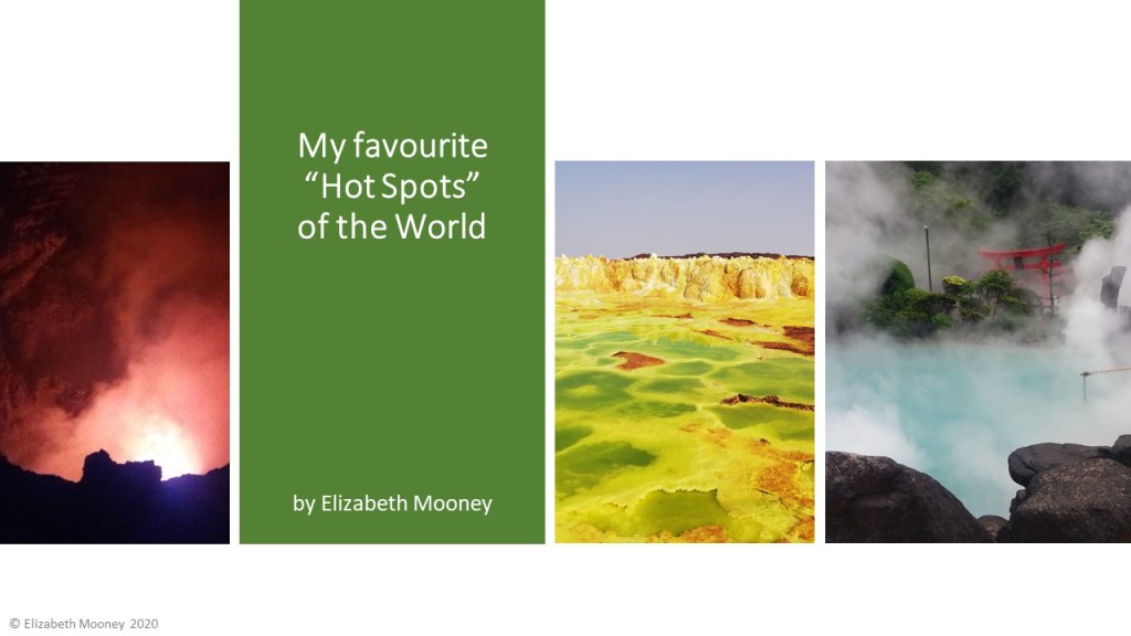 Title slide of talk, images of volcanic scenes